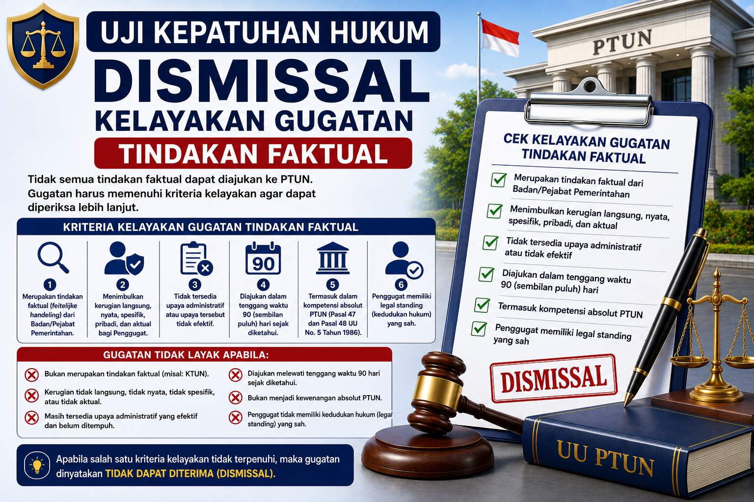 Gambar unggulan Uji Kepatuhan Hukum Dismissal Kelayakan Gugatan Tindakan Faktual