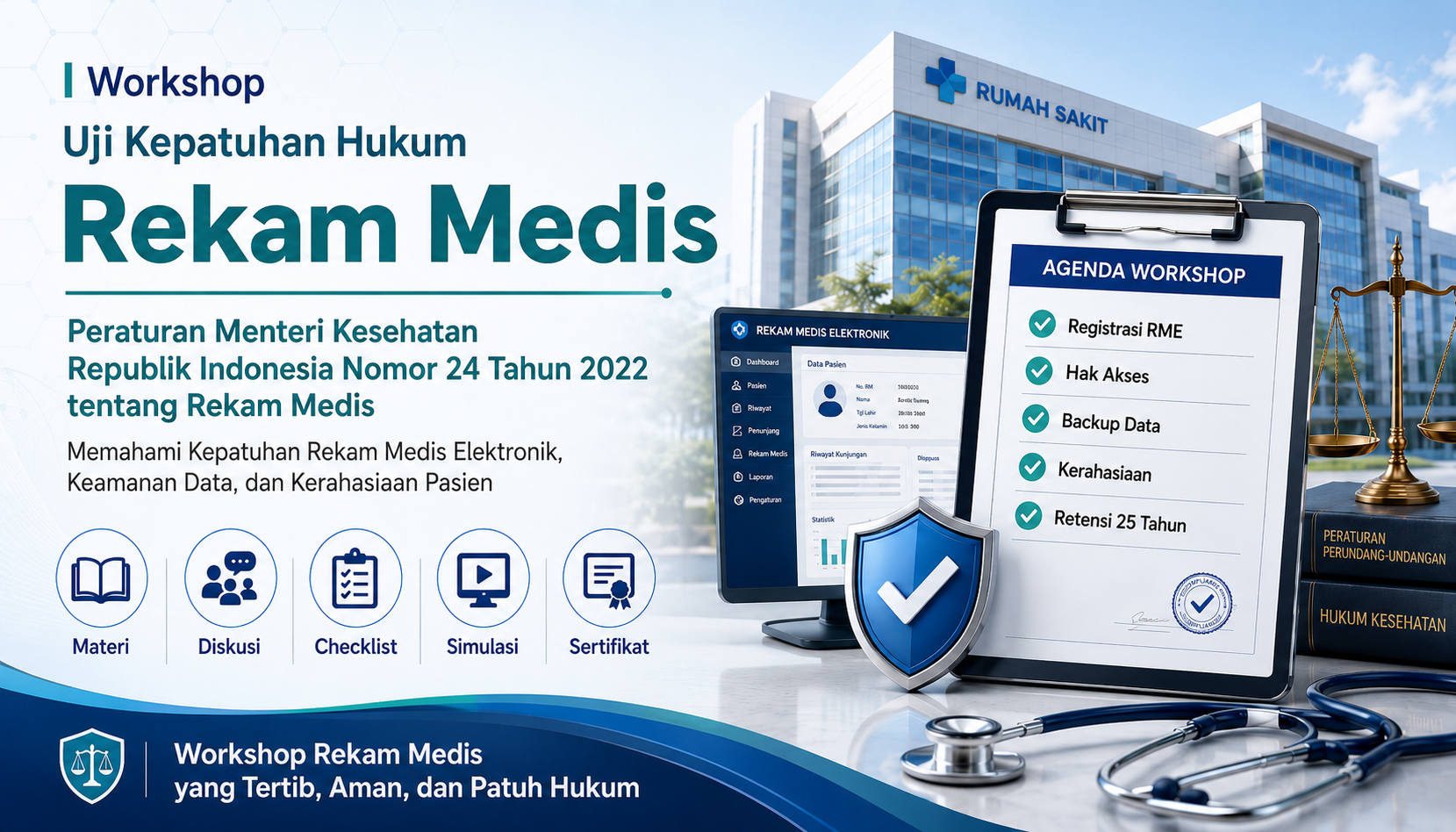 Workshop Uji Kepatuhan Hukum Peraturan Menteri Kesehatan Republik Indonesia Nomor 24 Tahun 2022 Tentang Rekam Medis